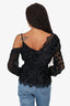 Self-Portrait Black Metallic Leopard Wrap Top Size 4