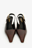 Saint Laurent Burgundy Patent Gold Slingback Heels Size 37