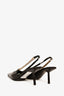 Saint Laurent Black Croc Embossed Leather Slingback Heels Size 37.5