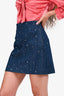 Miu Miu 2017 Dark Indigo Denim Crystal Embellished Mini Skirt Size 42