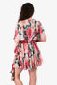 Dolce & Gabbana Green/Pink Silk Floral Ruffle Dress with Belt Size 40