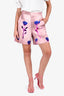 Gucci Pink Linen Neon Floral Patterened Shorts Size 40