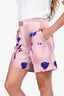 Gucci Pink Linen Neon Floral Patterened Shorts Size 40