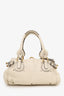 Chloe White Pebbled Leather Paddington Medium Satchel Bag