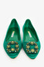 Manolo Blahnik Green Satin Hangisi Flats Size 38