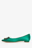 Manolo Blahnik Green Satin Hangisi Flats Size 38