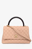 Pre-Loved Chanel™ 2019 Beige Caviar Leather Small Coco Handle with Strap