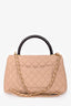 Pre-Loved Chanel™ 2019 Beige Caviar Leather Small Coco Handle with Strap