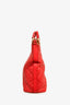 Dolce & Gabbana Red Leather Quilted Chain Handle Large 'Shopper' Tote Bag