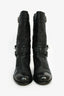 Christian Dior Black Cannage Leather Moto Boots Size 36