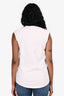 Balmain Pink/White Sleeveless Tank Top with Gold Buttons Size XS