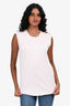 Balmain Pink/White Sleeveless Tank Top with Gold Buttons Size XS