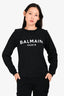Balmain Black/White Logo Crewneck Sweatshirt Size XXS