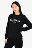 Balmain Black/White Logo Crewneck Sweatshirt Size XXS