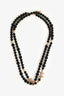 Pre-Loved Chanel™ 2017 Black Beaded Gold Star CC Long Necklace