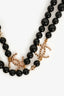 Pre-Loved Chanel™ 2017 Black Beaded Gold Star CC Long Necklace