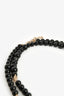 Pre-Loved Chanel™ 2017 Black Beaded Gold Star CC Long Necklace