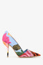 Christian Dior Blue/Orange Floral Fabric Heels Size 36