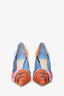 Christian Dior Blue/Orange Floral Fabric Heels Size 36