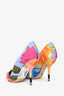Christian Dior Blue/Orange Floral Fabric Heels Size 36