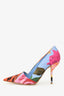 Christian Dior Blue/Orange Floral Fabric Heels Size 36