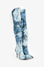 Moschino Denim Jacket Printed Neoprene Sockboots Size 39