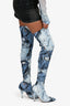 Moschino Denim Jacket Printed Neoprene Sockboots Size 39