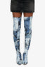 Moschino Denim Jacket Printed Neoprene Sockboots Size 39