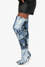 Moschino Denim Jacket Printed Neoprene Sockboots Size 39