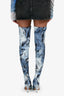 Moschino Denim Jacket Printed Neoprene Sockboots Size 39