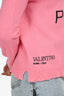 Valentino Hot Pink Wool Cashmere Blend 'Pink Is Punk' Distressed Sweater Size S