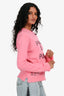 Valentino Hot Pink Wool Cashmere Blend 'Pink Is Punk' Distressed Sweater Size S