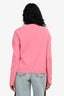 Valentino Hot Pink Wool Cashmere Blend 'Pink Is Punk' Distressed Sweater Size S