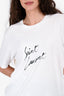 Saint Laurent White Cotton  Black Cursive Logo T-Shirt Size S