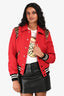 Saint Laurent 2014 Red Wool Varsity Jacket Size 36