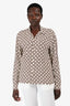 Sandro Brown/Cream Pattern Logo Button Down Shirt Size M