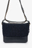 Pre-Loved Chanel 2017/18 Black Leather/Navy Tweed Small Gabrielle Shoulder Bag