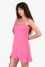 Pre-Loved Chanel™ 2021 Coco Beach Pink Tweed Strappy Scalloped Hem Mini Dress Size 38