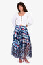 Pre-Loved Chanel™ Runway Spring 2016 Blue/Red Multiprinted Pleated Maxi Skirt Size 38