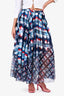 Pre-Loved Chanel™ Runway Spring 2016 Blue/Red Multiprinted Pleated Maxi Skirt Size 38