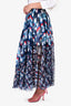 Pre-Loved Chanel™ Runway Spring 2016 Blue/Red Multiprinted Pleated Maxi Skirt Size 38