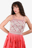 Pre-Loved Chanel™ Pink/Silver Metallic Knit Pearl/Sequin Embellished Sleeveless Crop Top Size 36