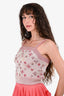 Pre-Loved Chanel™ Pink/Silver Metallic Knit Pearl/Sequin Embellished Sleeveless Crop Top Size 36