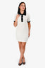 Pre-Loved Chanel™ 2023 Cream/Black Cashmere Waffle Knit Polo Shirt Dress Size 36