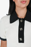 Pre-Loved Chanel™ 2023 Cream/Black Cashmere Waffle Knit Polo Shirt Dress Size 36