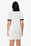Pre-Loved Chanel™ 2023 Cream/Black Cashmere Waffle Knit Polo Shirt Dress Size 36