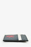 Christian Dior x Shawn Stussy 2020 Navy Blue Grained Leather Logo Bull Card Holder