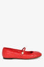 Christian Dior Red Cannage Quilted Leather Ballet Flats Size 37.5