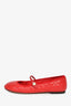 Christian Dior Red Cannage Quilted Leather Ballet Flats Size 37.5