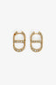 Christian Dior Gold Toned Crystal Logo Drop Earrings